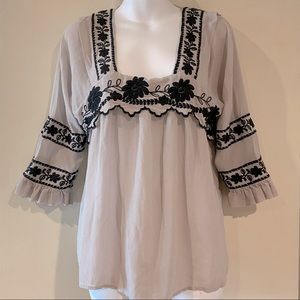 Joie Silk Embroidered Tunic Top